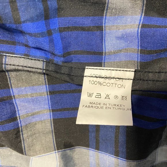 Strauss Long Sleeved‎ Button Shirt Blue Plaid Large LIKE NEW - Picture 6 of 8